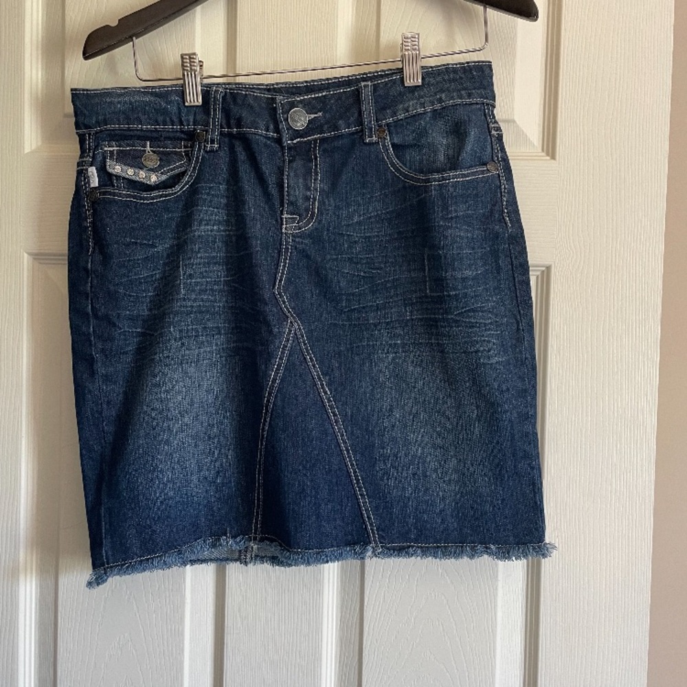 Classic Dark Blue Denim A-Line Skirt Large Baker Street Denim